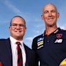 King (right) with Demons president Brad Green.