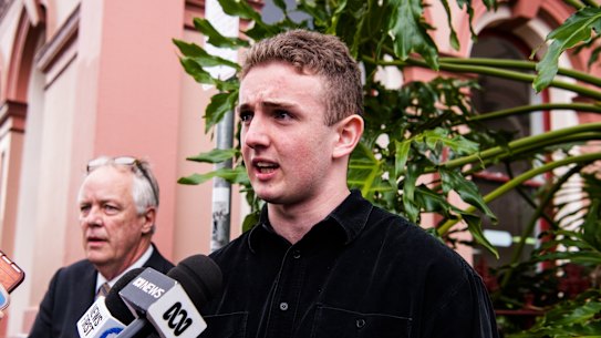 Kristo Langker, pictured in July, was arrested by the Fixated Persons Unit.