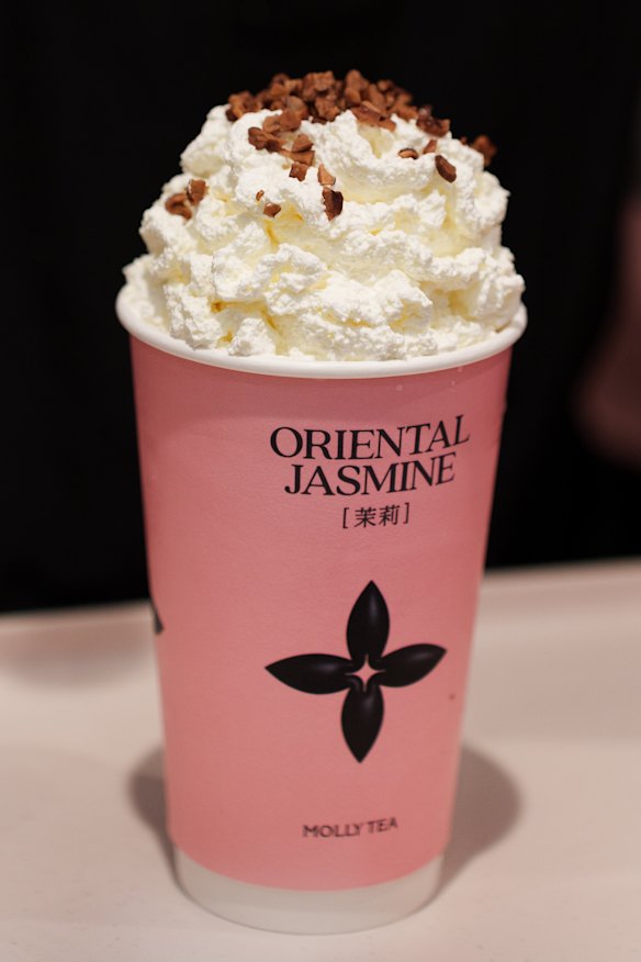 Bubble tea with whipped cream.