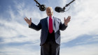 President Donald Trump speaks about Turkey as he arrives at Naval Air Station Joint Reserve Base in Fort Worth, Texas.