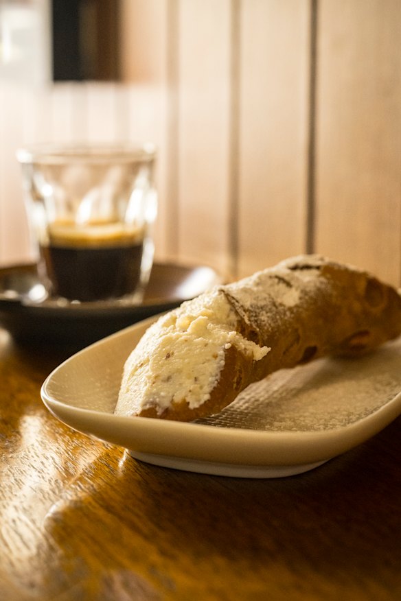 Ricotta cannoli and espresso.