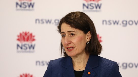 Premier Gladys Berejiklian at Tuesday’s press conference. 