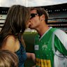Warne and Liz Hurley at the MCG.