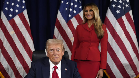 Melania and Donald Trump as the latter signs paperwork accepting his nomination as the Republican Party’s presidential candidate.