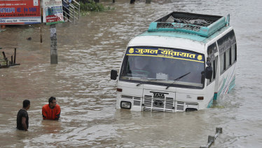 Heavy rains have caused widespread floods and death in Bhaktapur, Nepal.