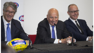 "We've always preferred Aussie rules": Rupert Murdoch announces Foxtel's bumper deal with the AFL in 2015.