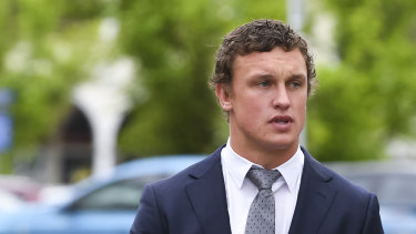 Jack Wighton arrives for his sentencing hearing.