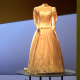 The wedding dress worn by Minogue in the 1987 episode of Neighbours is now on permanent display at the Tasmanian Museum & Art Gallery.