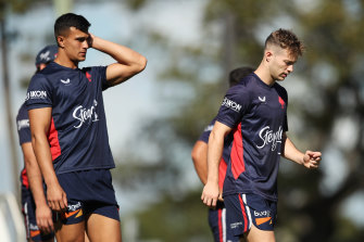 Sam Walker, right, and Joseph Suaalii would be considered Roosters rookies under the proposal.