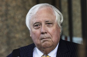 Clive Palmer outside court on Monday.