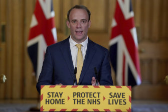 Britain's Foreign Secretary Dominic Raab, pictured on Tuesday, is standing in for Boris Johnson where necessary.