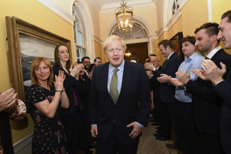 Boris Johnson was greeted with applause as he returned to Number 10 after the 2019 election victory. 