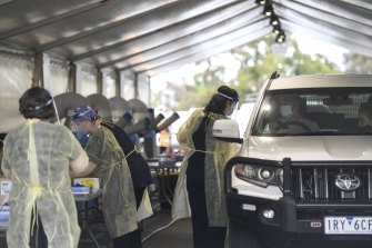 COVID-testing at the pop-up site at  Don Tatnell Leisure Centre in Parkdale.