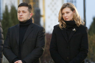 Ukraine President Volodymyr Zelensky and his wife Olena in 2019. Zelenska said in April that the war has not changed her husband, but only revealed his qualities, including a determination to prevail, to the world.