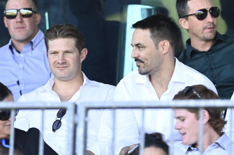 Shane Watson and Mitchell Johnson were among the former teammates of Andrew Symonds to attend his memorial service.