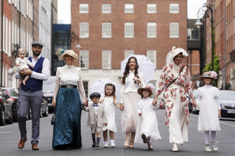 Great-grand nieces and nephews of Irish writer James Joyce at the Bloomsday celebrations.