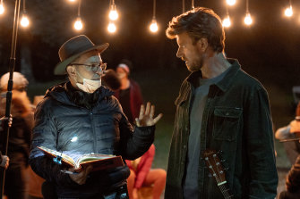 Stuart McDonald directs Adam Demos in a scene from the movie, which hit number one globally on Netflix in its second week.