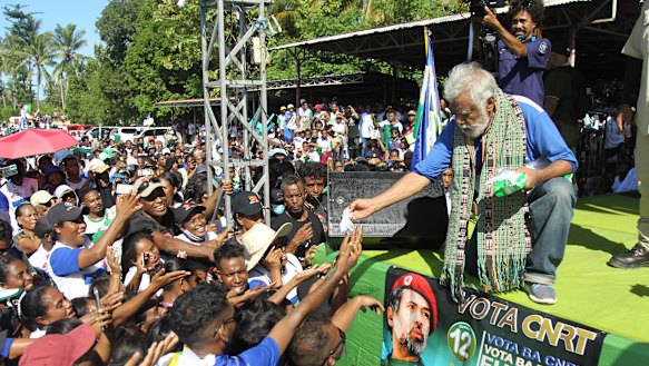 Xanana Gusmao campaigns in Maubisse before the Timor-Leste parliamentary election on Sunday.
