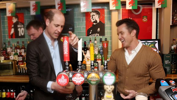 Prince William and Rob McElhenney at The Turf Pub – featured heavily in Welcome to Wrexham – last year.