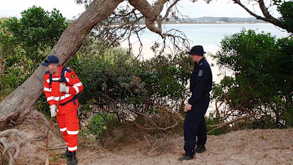 SES and police ramp up search at The Pass in Byron Bay on Tuesday.