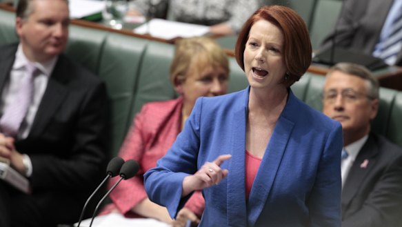 Julia Gillard replies to a motion by then-opposition leader Tony Abbott on the day of her famous misogyny speech in 2012.