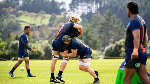 The Wallabies trained on Waiheke Island on Thursday. 