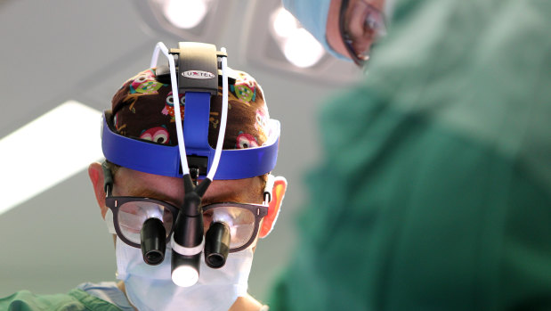 Neurosurgeon Brian Owler operating at Westmead Children's Hospital in 2013.