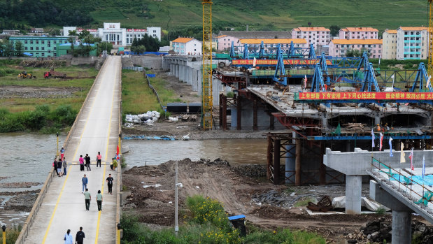 Old and new bridge: the old bridge was built by the Japanese in 1941, while the construction of new bridge was agreed by Chinese and North Korean government in 2015.