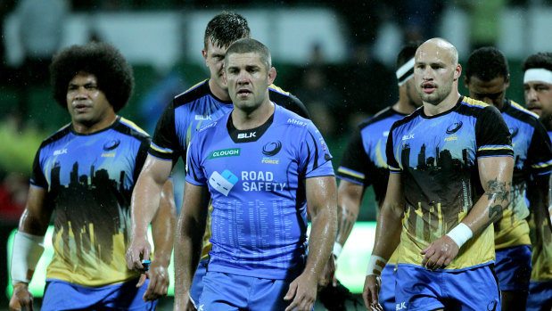 Western Force players during their last season of Super Rugby in 2017. 