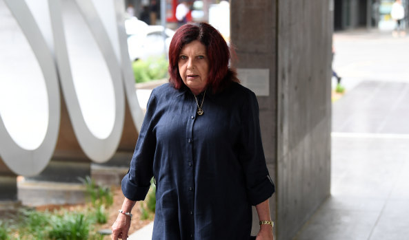Kim Dorsett arriving at Brisbane Magistrate's Court on Monday morning.