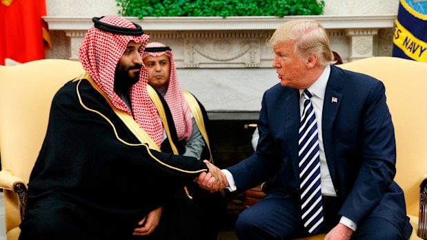 US President Donald Trump  with Saudi Crown Prince Mohammed bin Salman in the Oval Office of the White House in Washington in March.