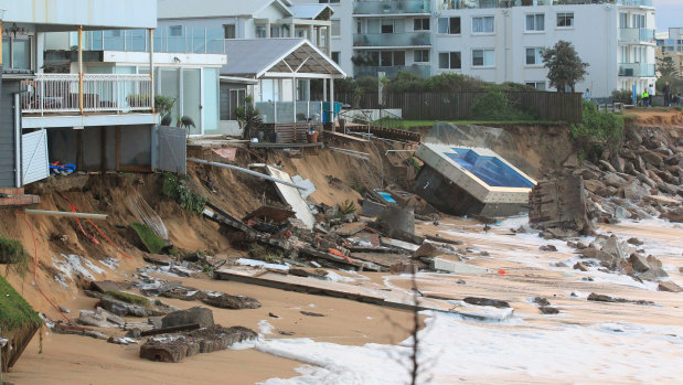 After a big storm in 2016, houses sitting on the beachfront at NSW's Collaroy washed away. 