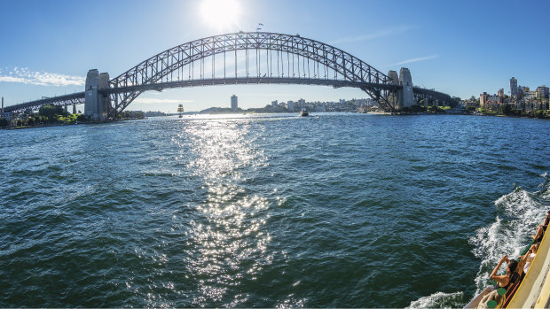 The harbour opens up from the Manly ferry.