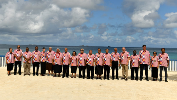 Pacific leaders pose for the traditional group shot. 