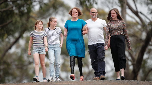 Mandy McCracken, centre, pictured with her family from left to right: daughter Tess, 10, Isobel, 13, husband Rod and 15-year-old Samantha.