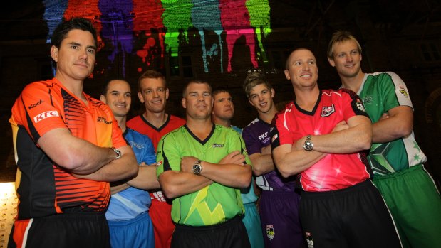 Splash of colour: The inaugural Big Bash captains launch the league in 2011.
