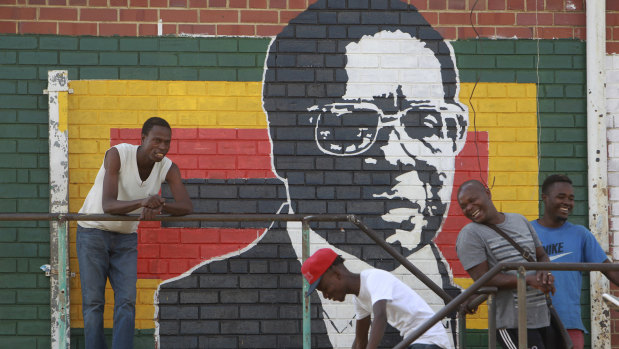 A mural of Mugabe in Mbare, Zimbabwe.
