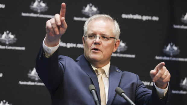Prime Minister Scott Morrison during a press conference on the early childhood education and care relief package.