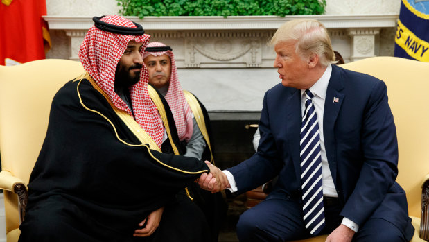 President Donald Trump  with Saudi Crown Prince Mohammed bin Salman in the Oval Office of the White House in Washington in March.