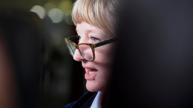 Kerry Brewster reads her friend's statement outside court.