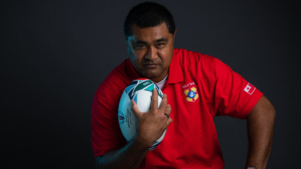 Toutai Kefu as head coach of Tonga at the 2019 World Cup in Japan.