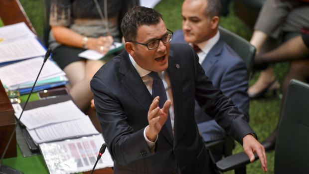 Premier Daniel Andrews in State Parliament on Wednesday.