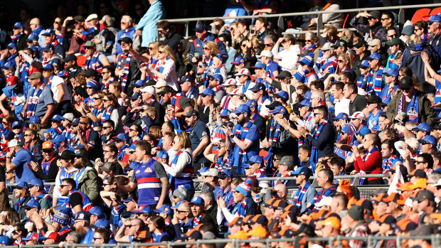 Greater Western Sydney Giants and the Western Bulldogs fans in September 2019. 