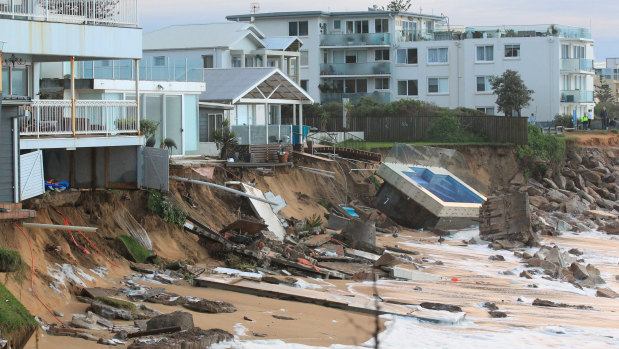 A big storm caused houses at Collaroy to collapse into the ocean in 2016.