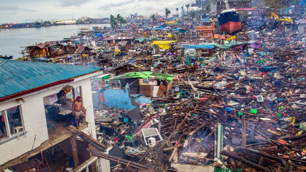 The destruction wrought by typhoon Haiyan in the Philippines in 2013.