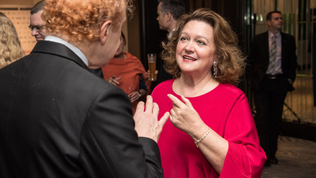 Gina Rinehart has made a $390 million bid for Atlas, seen here with Anthony Pratt.