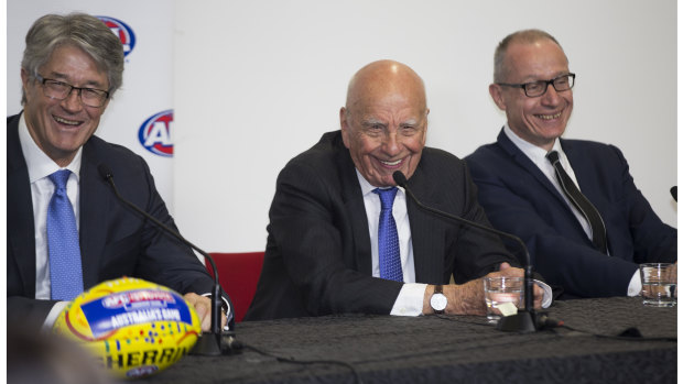 "We've always preferred Aussie rules": Rupert Murdoch announces Foxtel's bumper deal with the AFL in 2015.