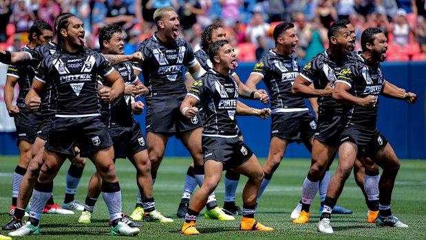 Cultural exchange: Issac Luke leads the haka at Mile High Stadium.