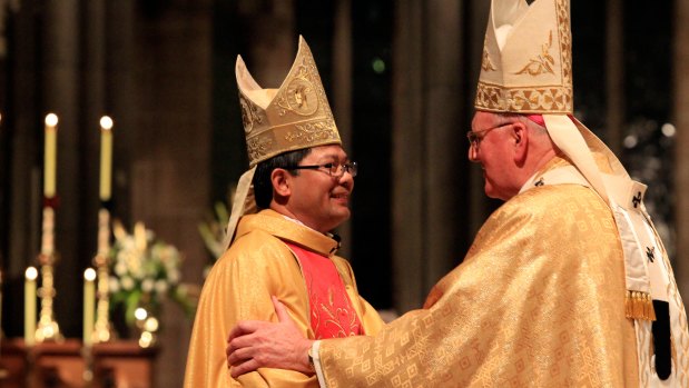Vincent Long Van Nguyen being inducted  as a Catholic priest at St Patrick's Cathedral in 2011.