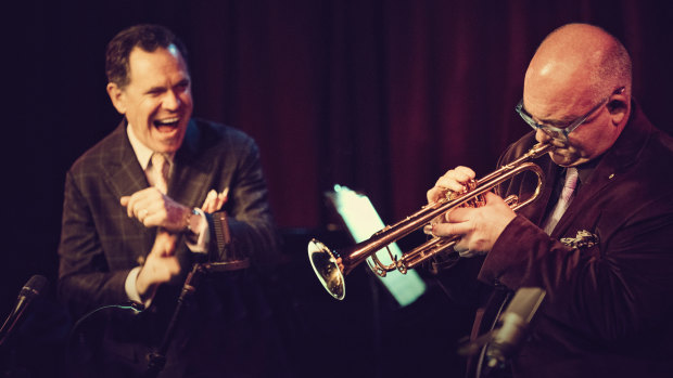 Vocalist Kurt Elling, left, and trumpeter James Morrison at New York's Birdland Jazz Club.